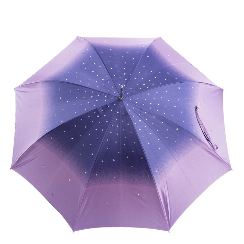 Purple Gem Handle Swarovski Double Cloth Umbrella