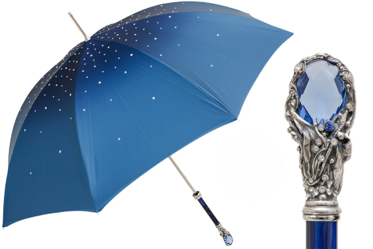 Blue Swarovski Gem Handle Umbrella – Manual Opening