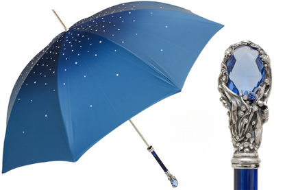 Blue Swarovski Gem Handle Umbrella – Manual Opening
