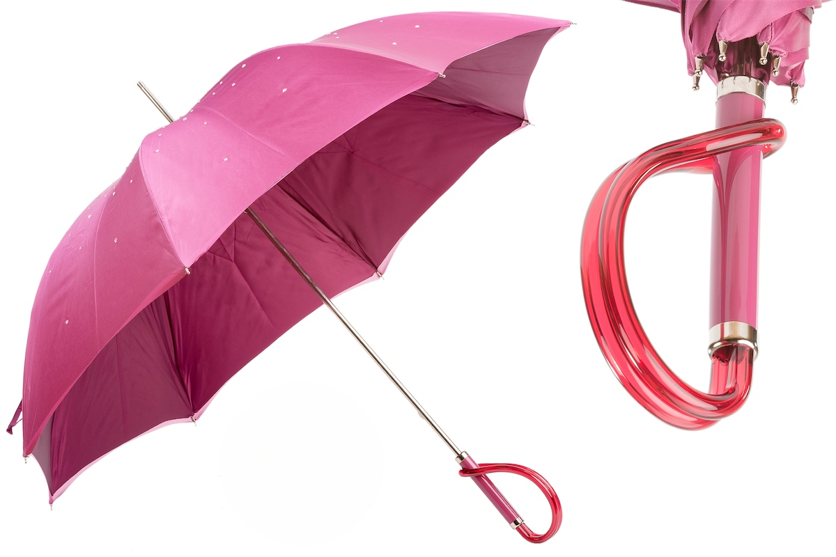 Luxury Pink Swarovski Umbrella with Acetate Handle
