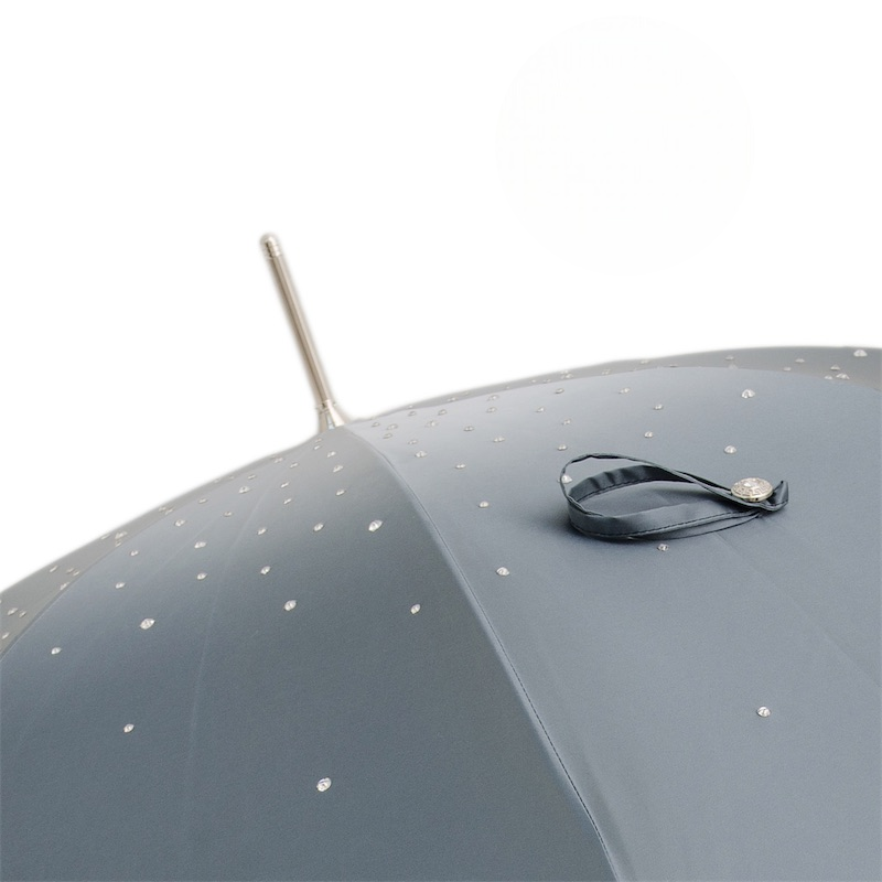 Elegant Grey Swarovski Double Cloth Umbrella with Crystals