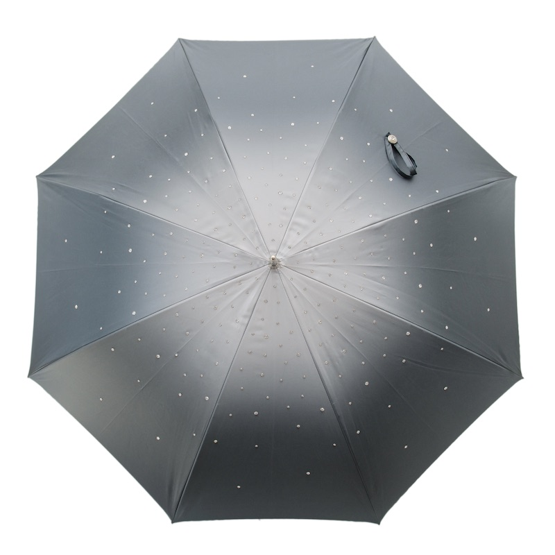 Elegant Grey Swarovski Double Cloth Umbrella with Crystals