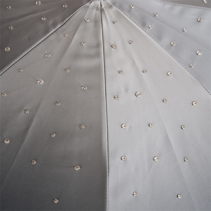 Elegant Grey Swarovski Double Cloth Umbrella with Crystals