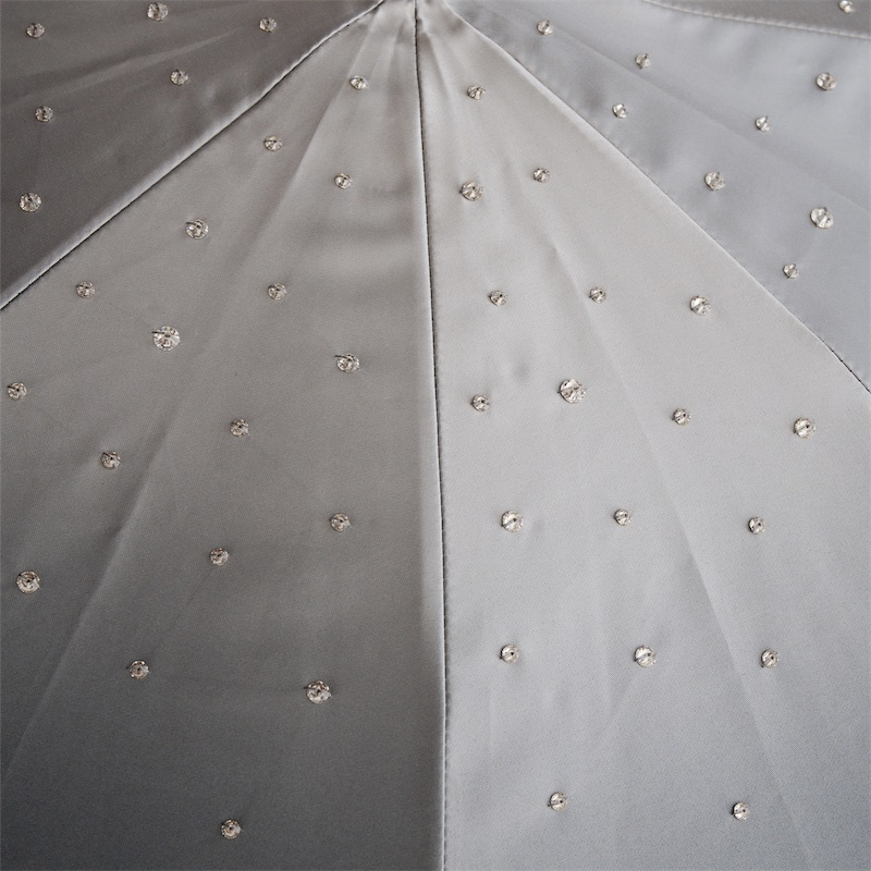 Elegant Grey Swarovski Double Cloth Umbrella with Crystals