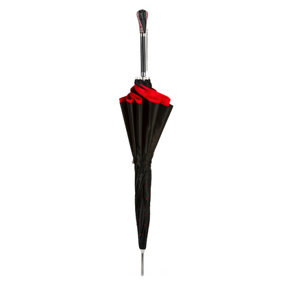 Black Swarovski Double Cloth Umbrella with Red Interior