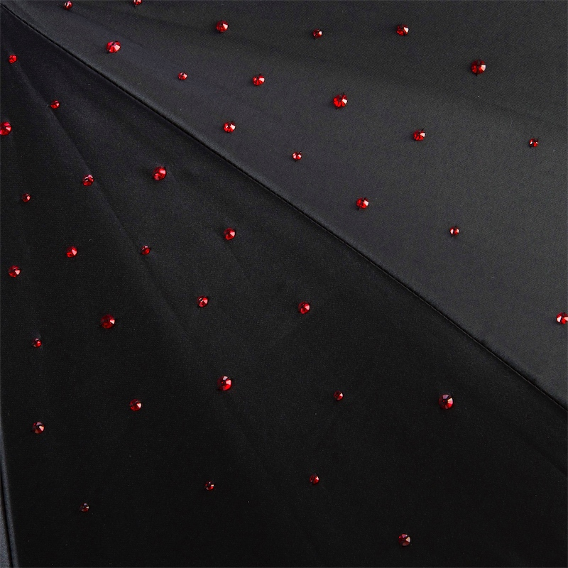 Black Swarovski Double Cloth Umbrella with Red Interior