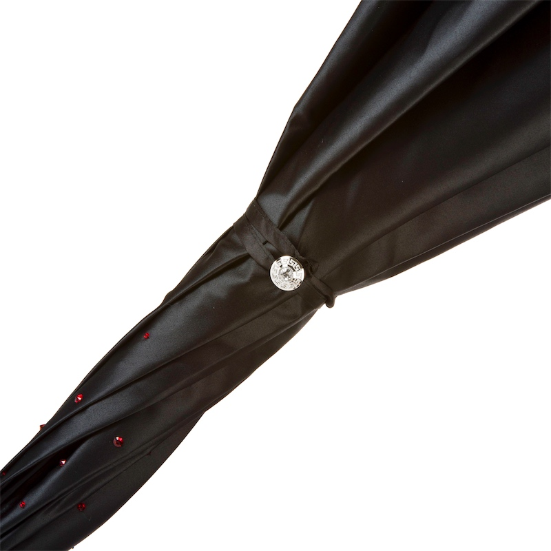 Black Swarovski Double Cloth Umbrella with Red Interior