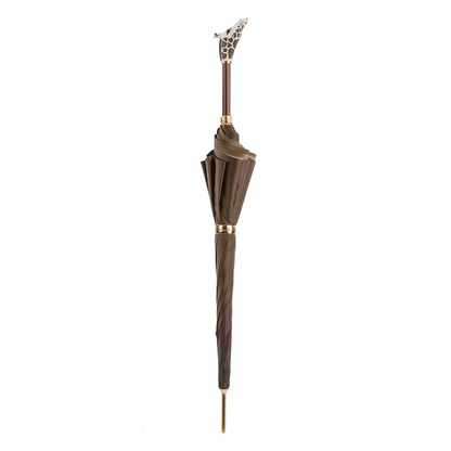 Luxe Giraffe Enameled Brass Handle Umbrella – Manual Opening