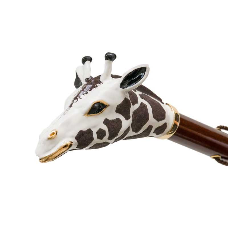 Luxe Giraffe Enameled Brass Handle Umbrella – Manual Opening