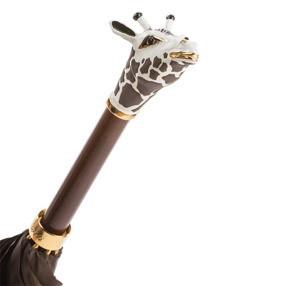 Luxe Giraffe Enameled Brass Handle Umbrella – Manual Opening