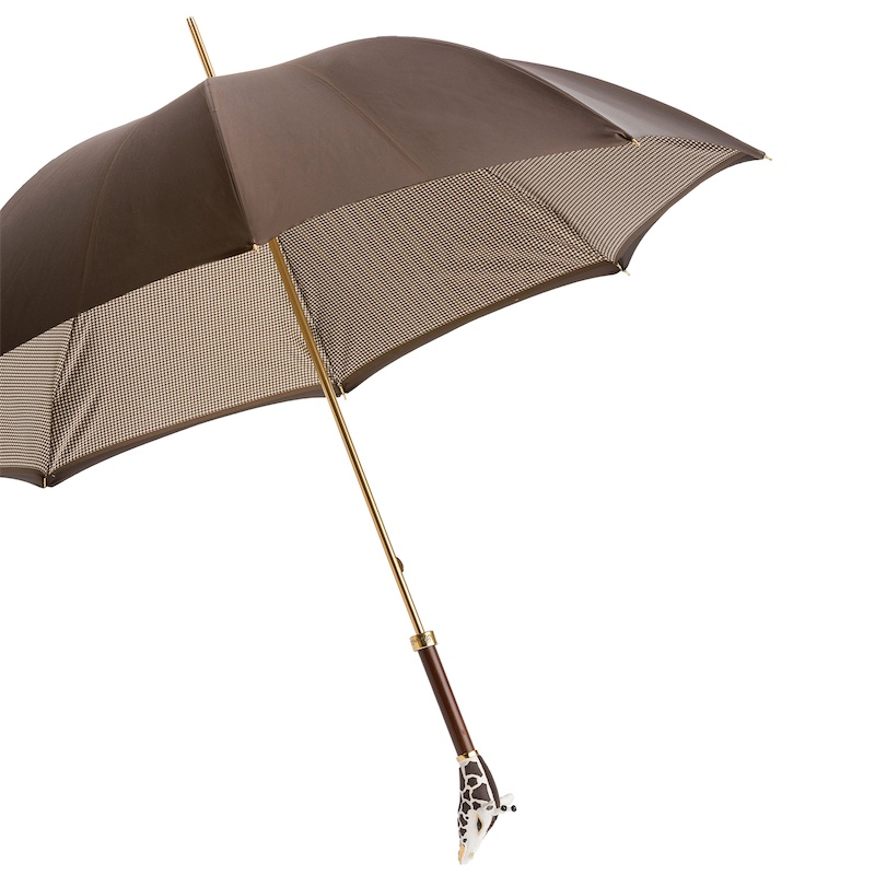 Luxe Giraffe Enameled Brass Handle Umbrella – Manual Opening