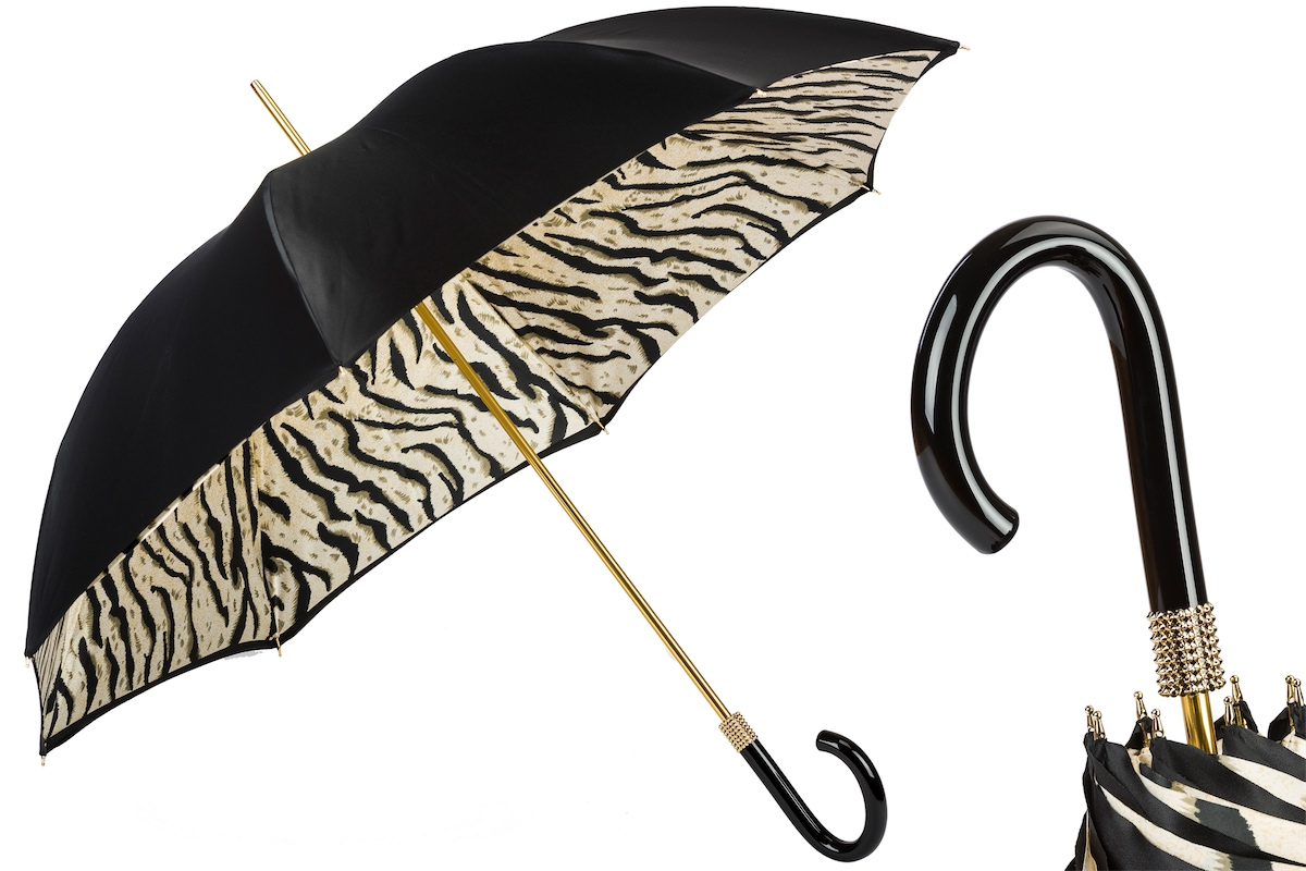 Black Tiger-Striped Manual Opening Double Cloth Umbrella