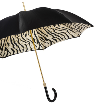 Black Tiger-Striped Manual Opening Double Cloth Umbrella