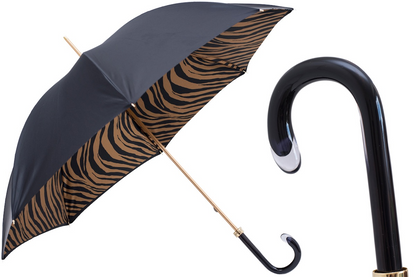 Brown Zebra Print Umbrella – Manual Opening, Handmade in Italy