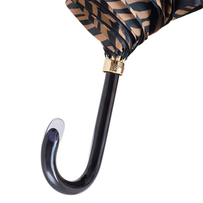 Brown Zebra Print Umbrella – Manual Opening, Handmade in Italy