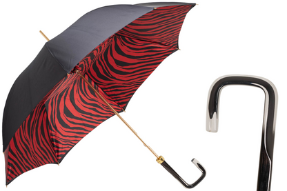 Fashionable Red Zebra Print Manual Opening Double Cloth Umbrella
