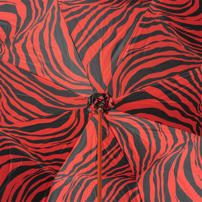 Fashionable Red Zebra Print Manual Opening Double Cloth Umbrella