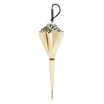 Exclusive Ivory Double Cloth Umbrella with Zebra Interior