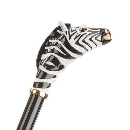 Designer Enameled Zebra Brass Handle Double Cloth Umbrella