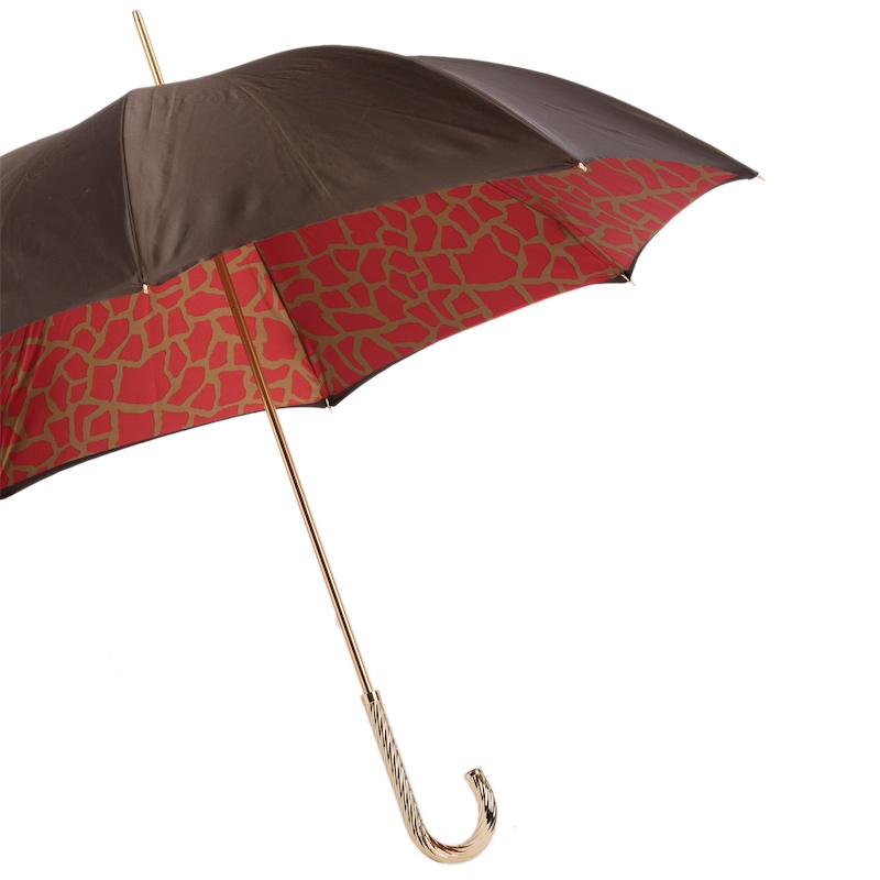 Fashionable Double Cloth Umbrella with Red Giraffe Print Interior
