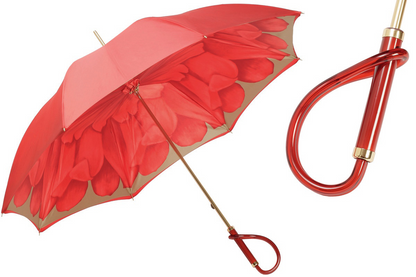 Luxury Red Dahlia Double Cloth Umbrella – Handmade in Italy