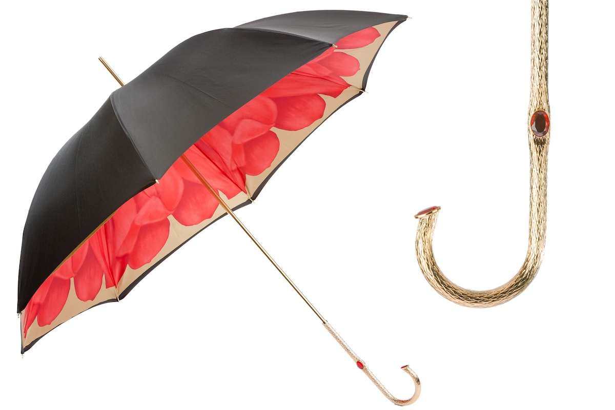 Chic Umbrella with Flower Inside – Manual Opening, Brass Handle
