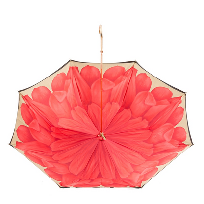 Chic Umbrella with Flower Inside – Manual Opening, Brass Handle