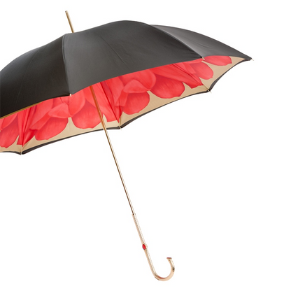 Chic Umbrella with Flower Inside – Manual Opening, Brass Handle