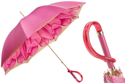 Exclusive Fuchsia Dahlia Double Cloth Manual Opening Umbrella