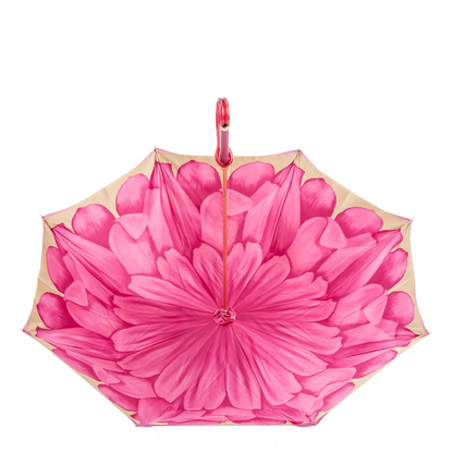 Exclusive Fuchsia Dahlia Double Cloth Manual Opening Umbrella