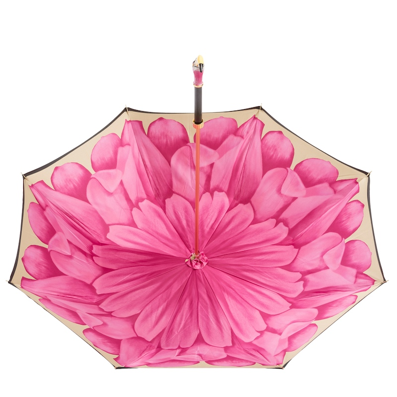 Flamingo Enameled Brass Handle Umbrella Double Cloth – Manual Opening