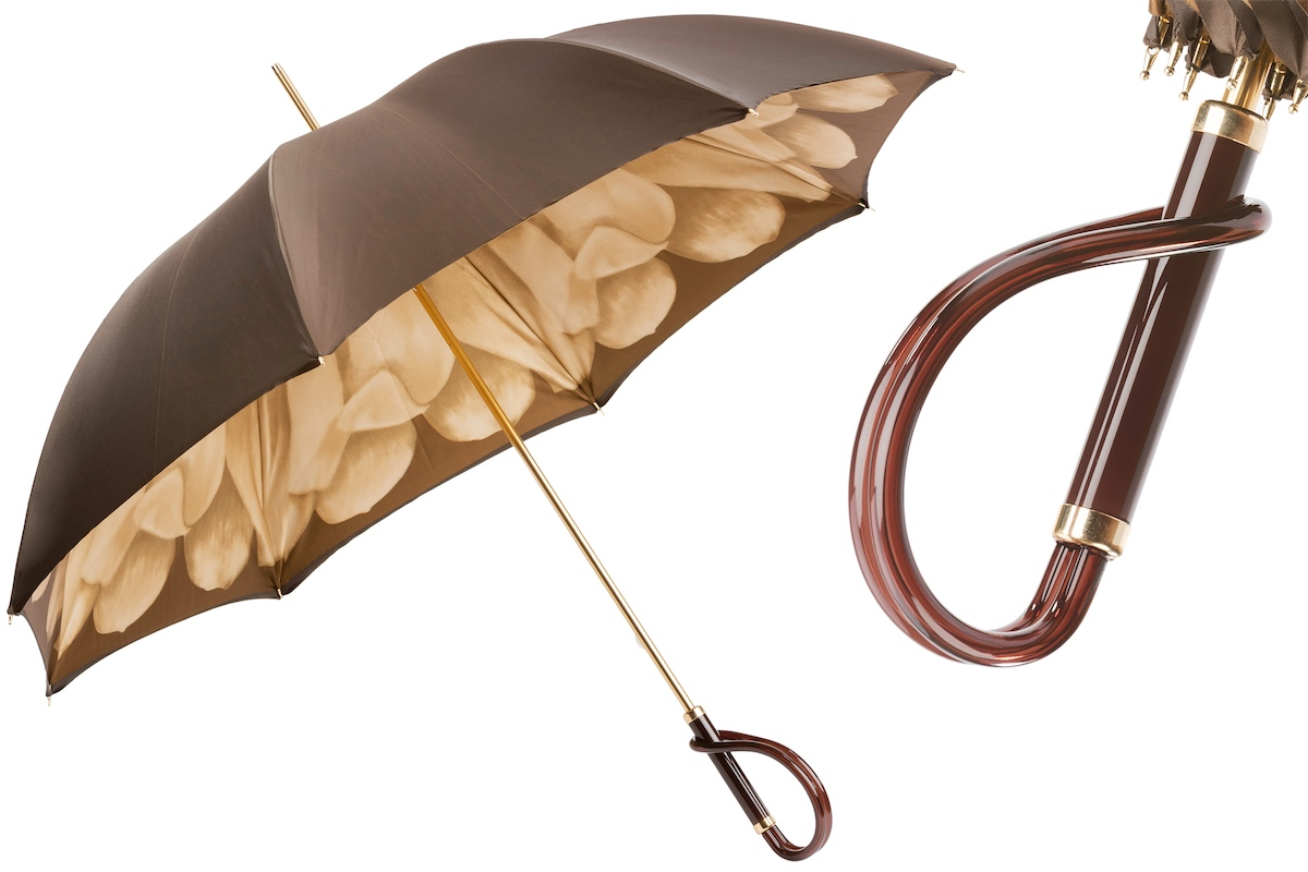 Brown Dahlia Manual Double Cloth Umbrella – Handmade in Italy