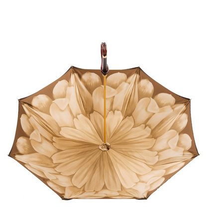 Brown Dahlia Manual Double Cloth Umbrella – Handmade in Italy