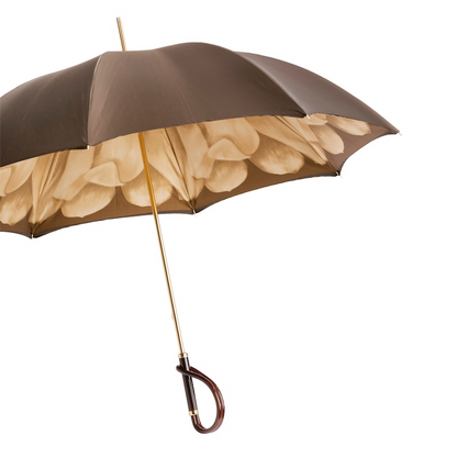 Brown Dahlia Manual Double Cloth Umbrella – Handmade in Italy