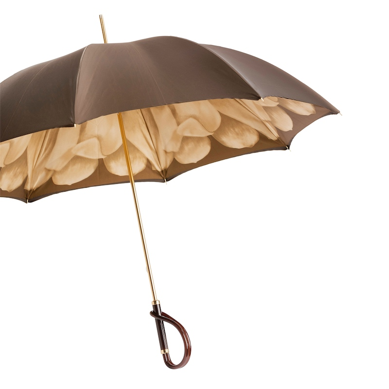 Brown Dahlia Manual Double Cloth Umbrella – Handmade in Italy