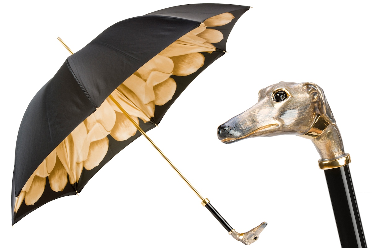 Enameled Brass Handle Greyhound Woman Umbrella – Manual Opening