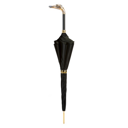 Enameled Brass Handle Greyhound Woman Umbrella – Manual Opening