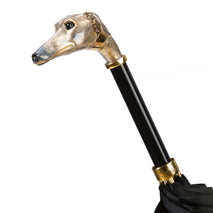 Enameled Brass Handle Greyhound Woman Umbrella – Manual Opening