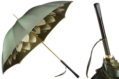Chic Designer Green Dahlia Manual Opening Umbrella