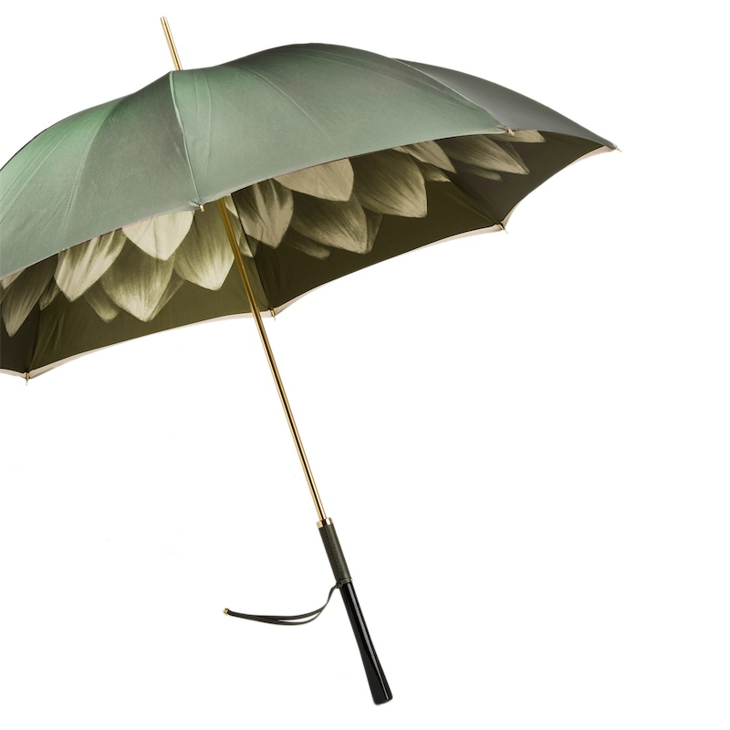 Chic Designer Green Dahlia Manual Opening Umbrella