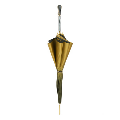 Luxury Swarovski Handle Gold Dahlia Double Cloth Umbrella