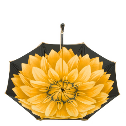 Luxury Swarovski Handle Gold Dahlia Double Cloth Umbrella