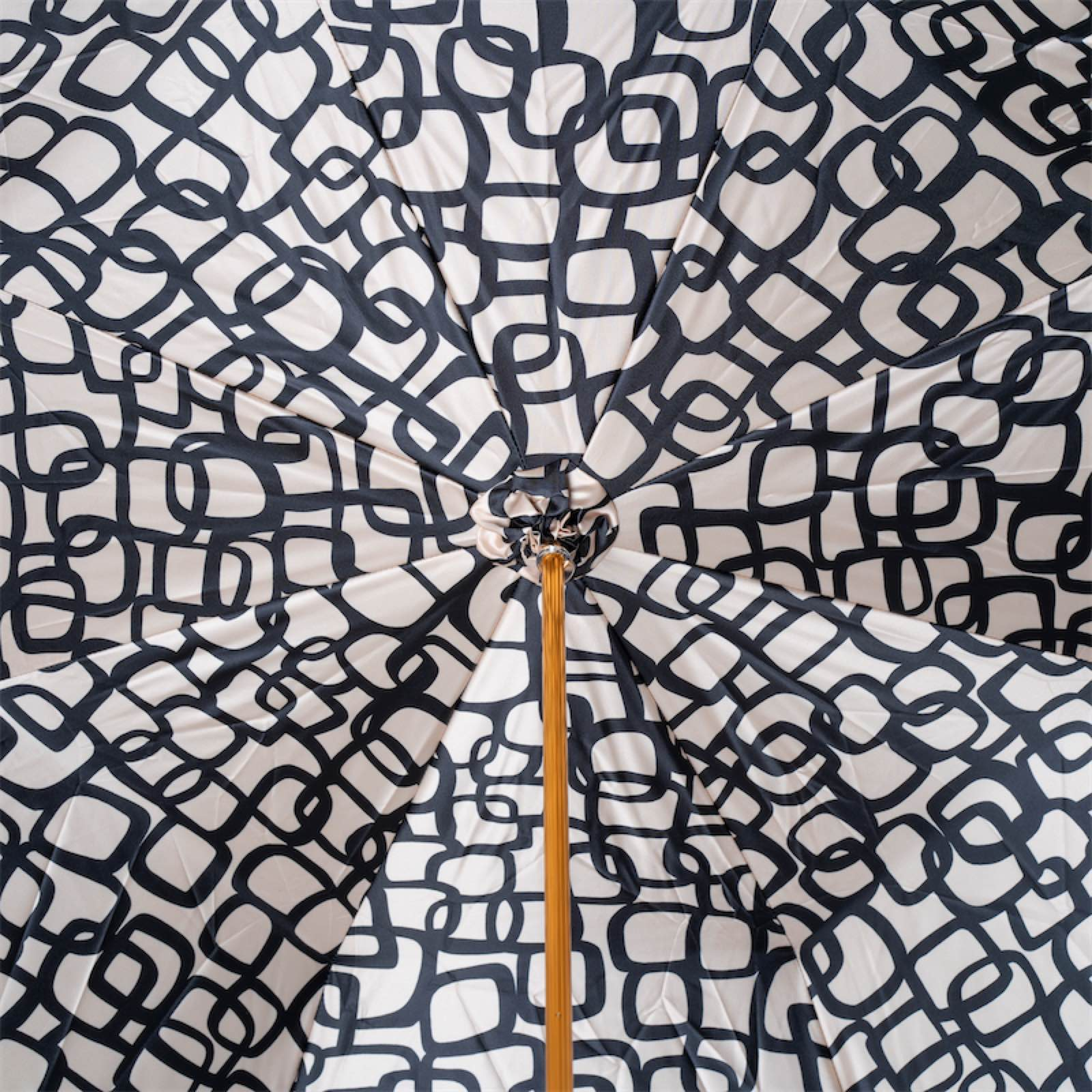 Umbrella Geometrie Beige with Brass Handle, Handmade in Italy