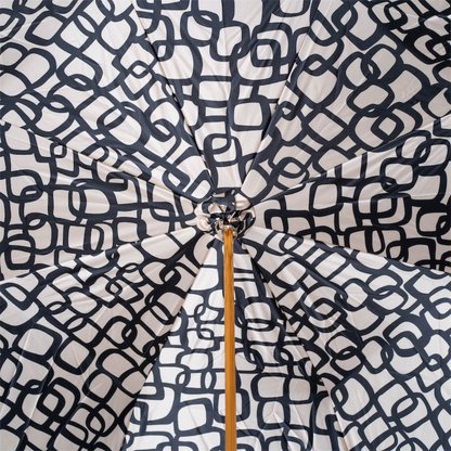 Umbrella Geometrie Beige with Brass Handle, Handmade in Italy