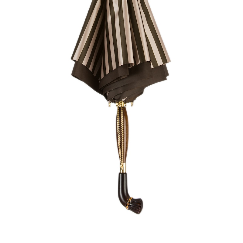 Classic Striped Umbrella with Swarovski Crystals – Handmade in Italy