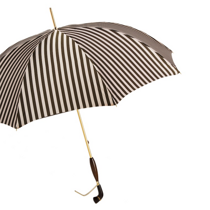 Classic Striped Umbrella with Swarovski Crystals – Handmade in Italy