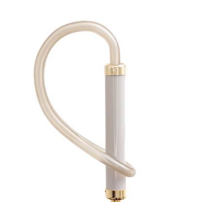 Elegant Ivory Umbrella with Black Stripes and Acetate Handle