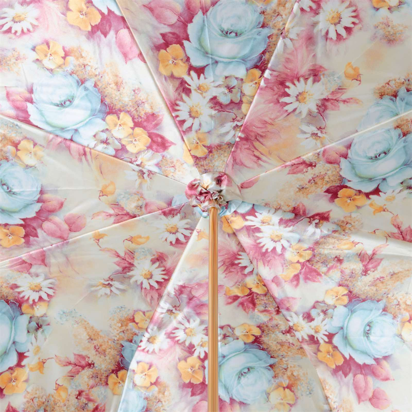 Romantic Umbrella with Flower Print – Double Cloth, Manual Opening