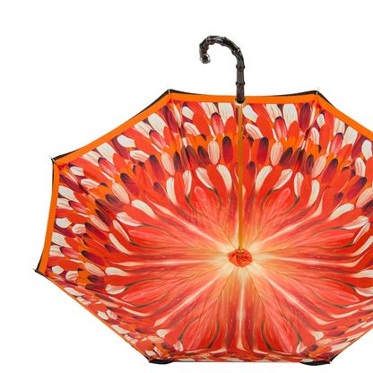 Orange Brush Strokes Umbrella – Double Cloth, Acetate Handle