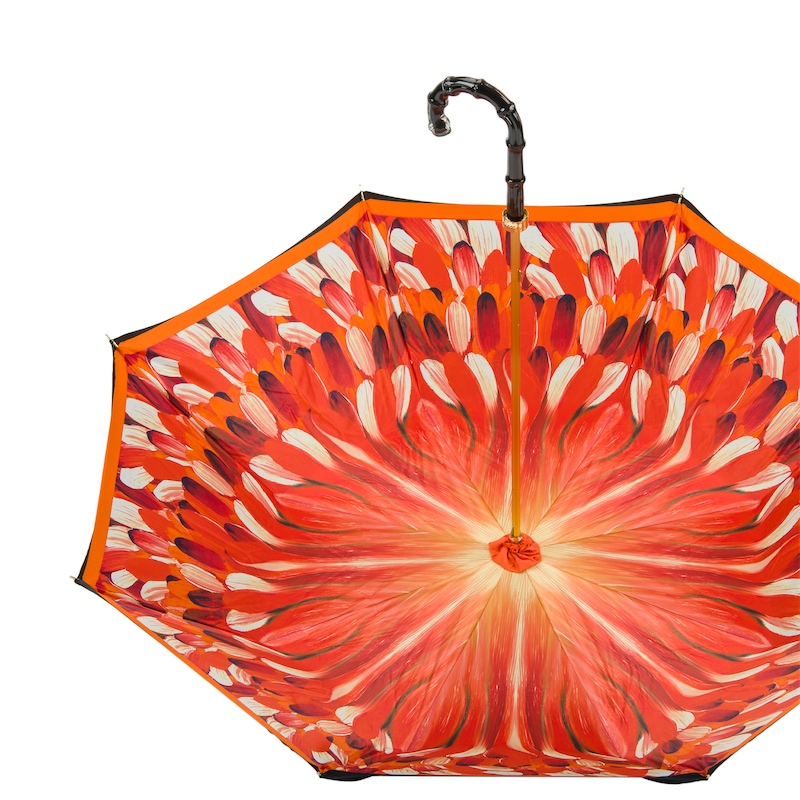 Orange Brush Strokes Umbrella – Double Cloth, Acetate Handle
